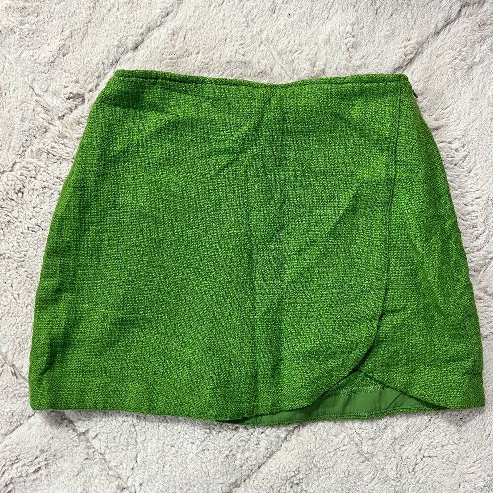Abercrombie & Fitch green tweed wrap mini skirt / skirt womens size XS